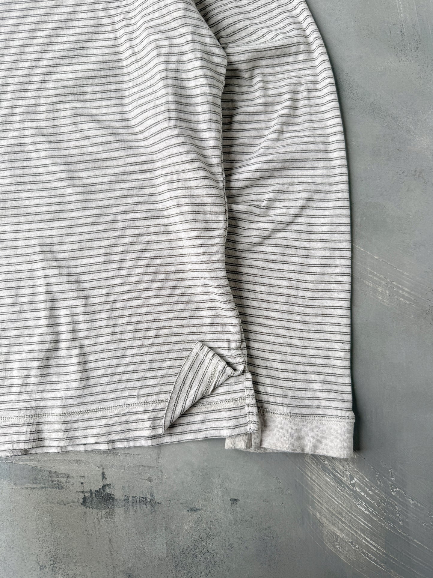 Striped GAP Henley Shirt Y2K - Large
