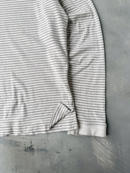 Striped GAP Henley Shirt Y2K - Large
