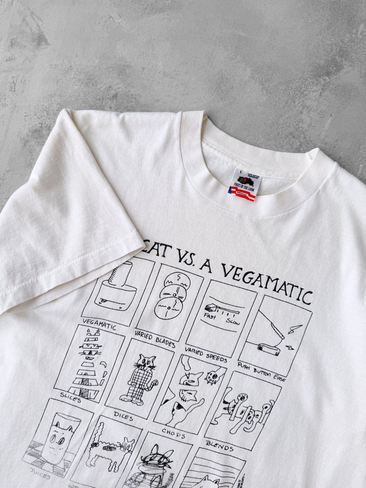 Cat vs. Vegamatic T-Shirt '85 - Large