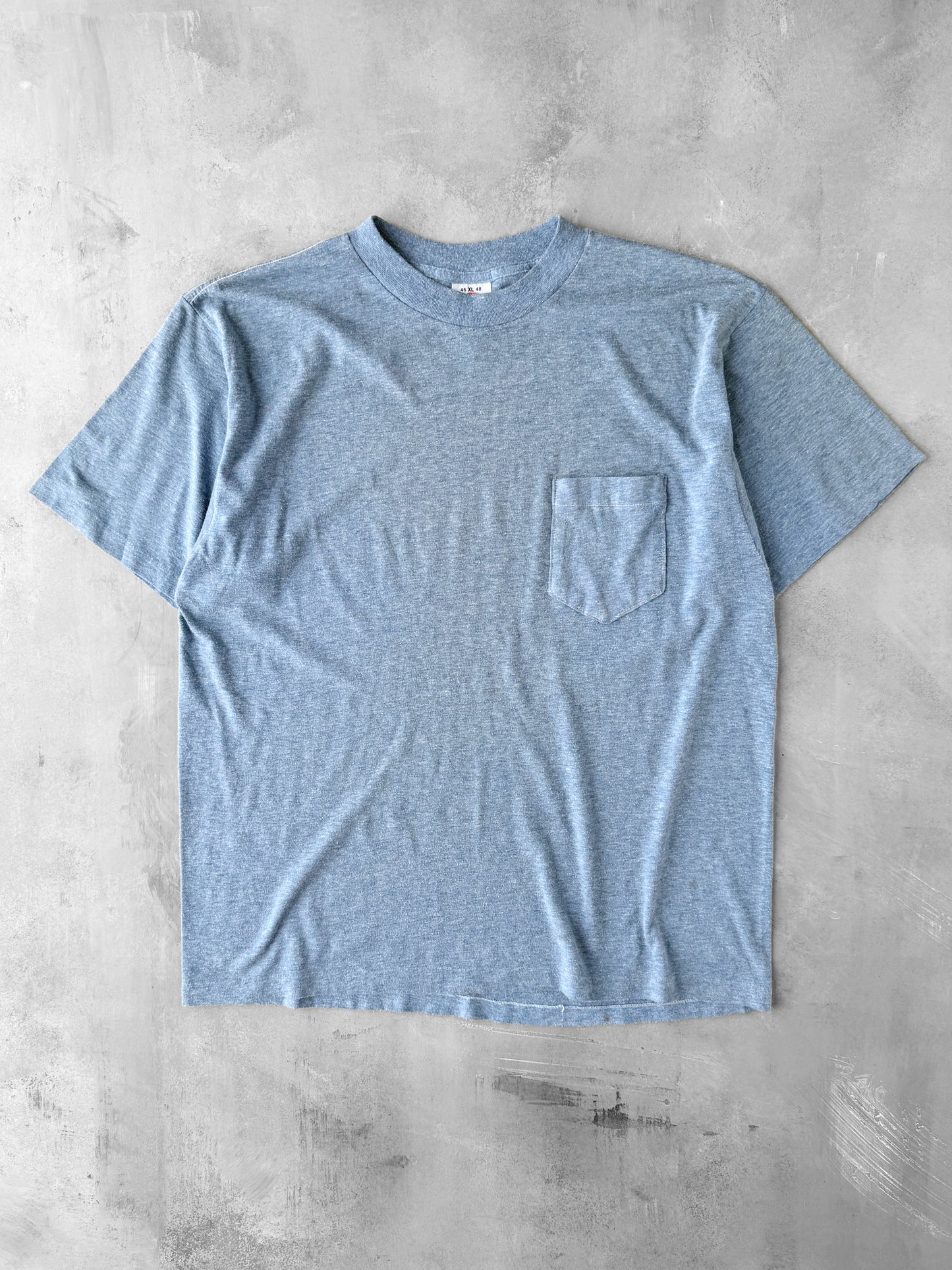 Heather Blue Pocket T-Shirt 80's - Large