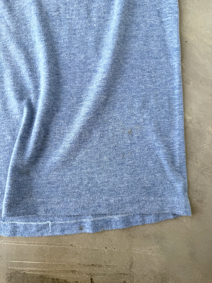 Heather Blue Pocket T-Shirt 80's - Large