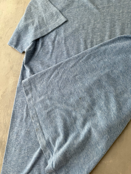 Heather Blue Pocket T-Shirt 80's - Large