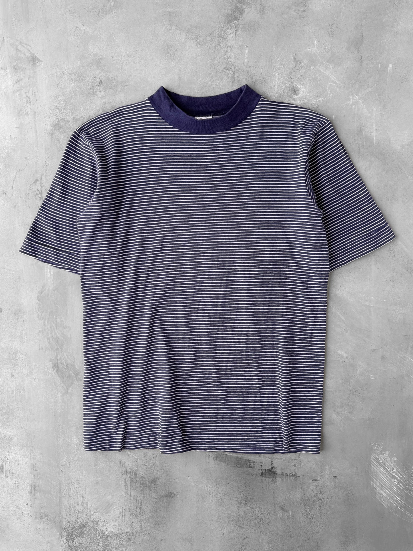 Striped Mock Neck T-Shirt 90's - Medium