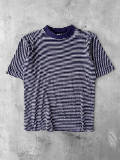 Striped Mock Neck T-Shirt 90's - Medium