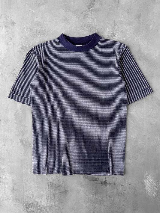 Striped Mock Neck T-Shirt 90's - Medium
