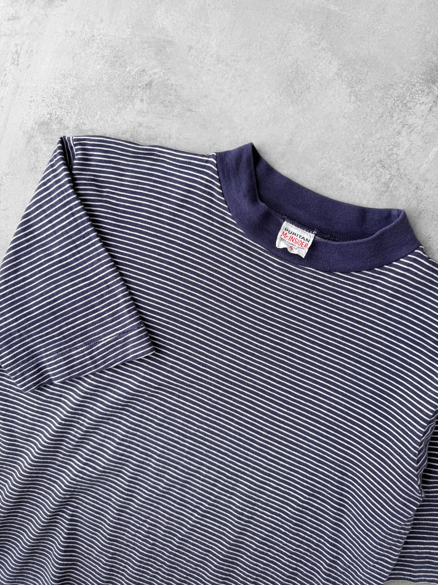 Striped Mock Neck T-Shirt 90's - Medium