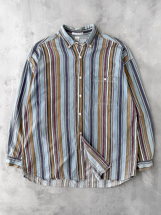 Striped Button Down Shirt Y2K - XL