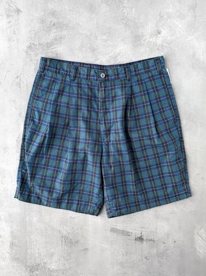 Pleated Front Plaid Shorts 80's - Size 32