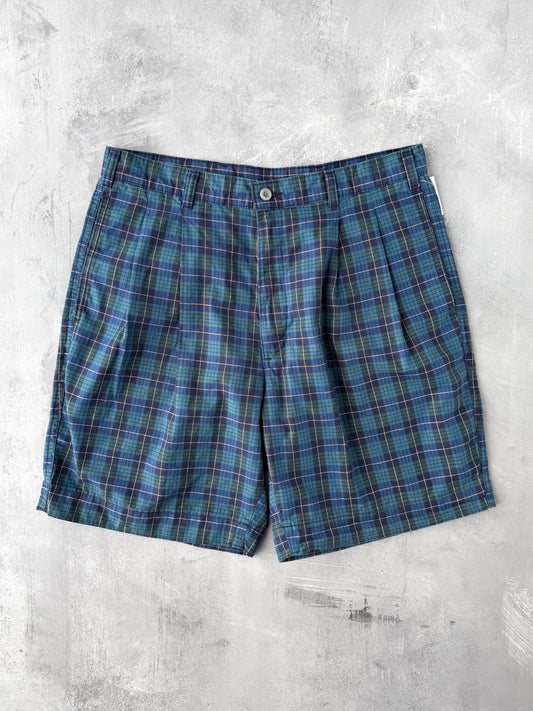 Pleated Front Plaid Shorts 80's - Size 32