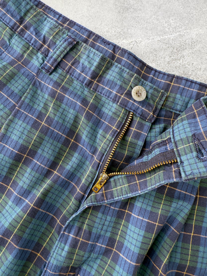 Pleated Front Plaid Shorts 80's - Size 32
