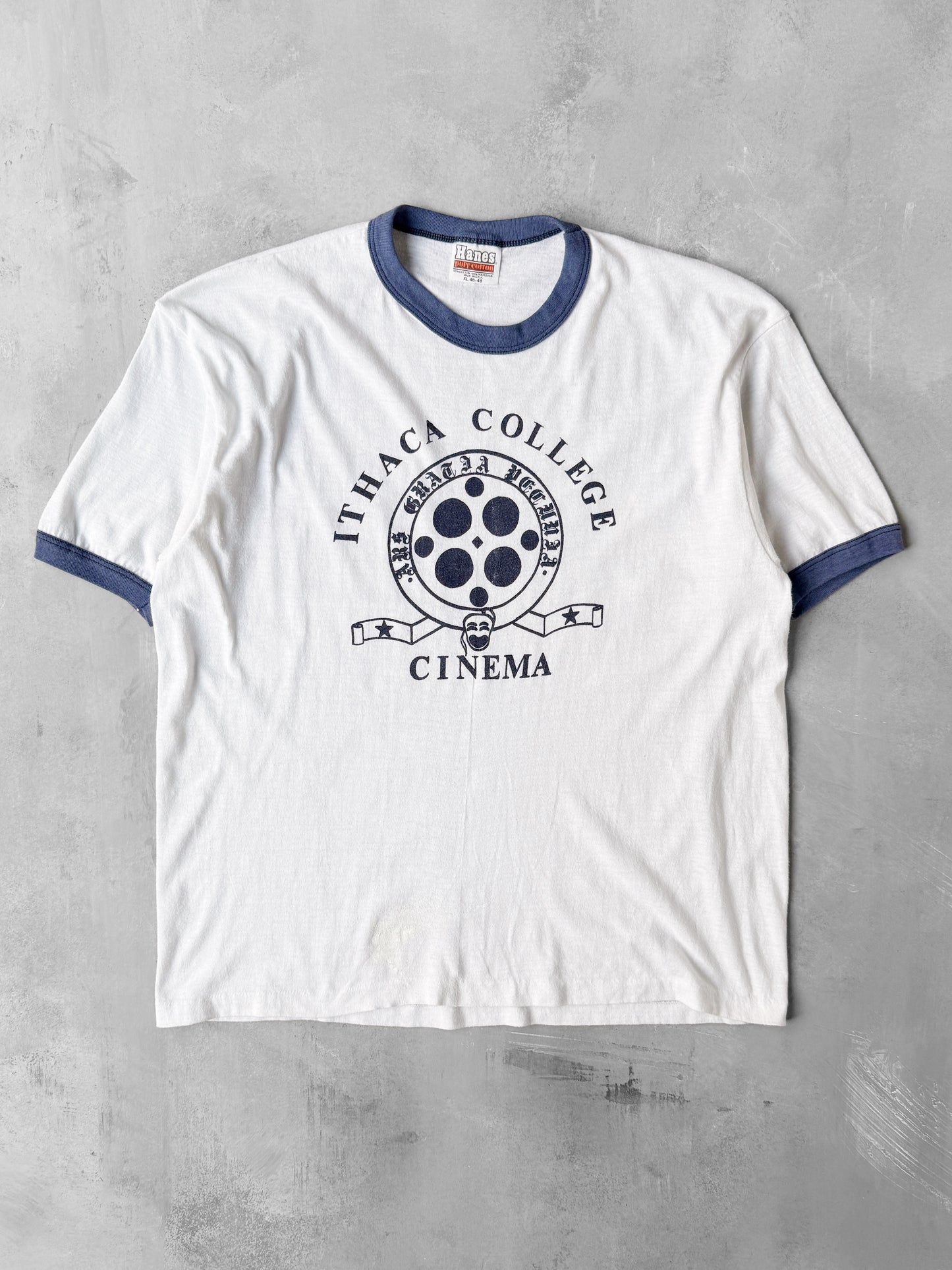 Ithaca College Cinema Ringer T-Shirt 80's - Large