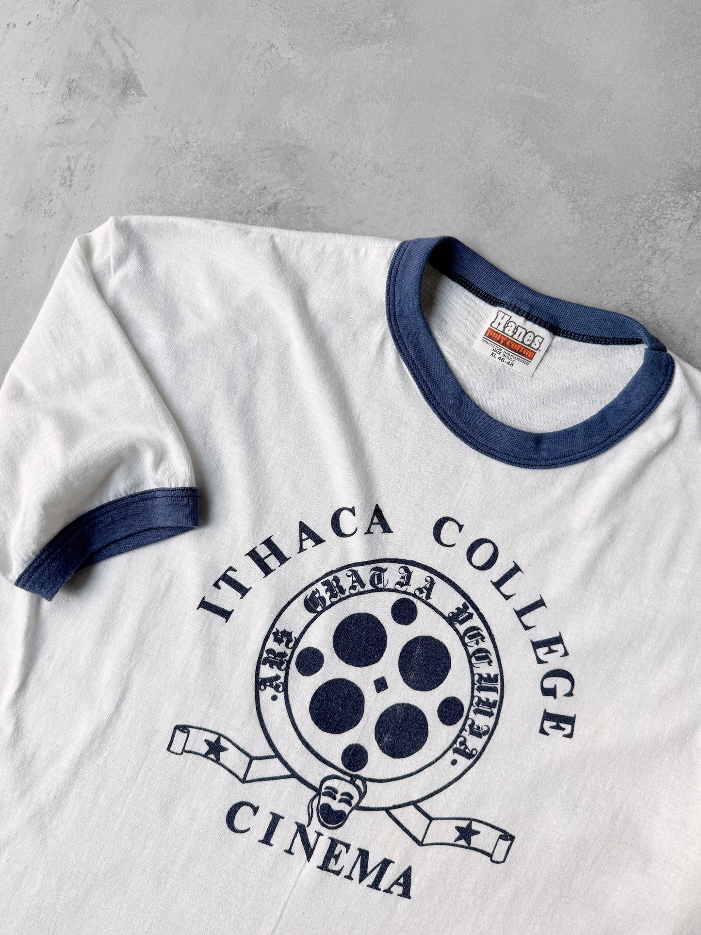 Ithaca College Cinema Ringer T-Shirt 80's - Large