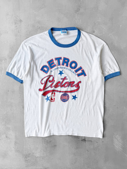 Detroit Pistons Ringer T-Shirt 80's - Large
