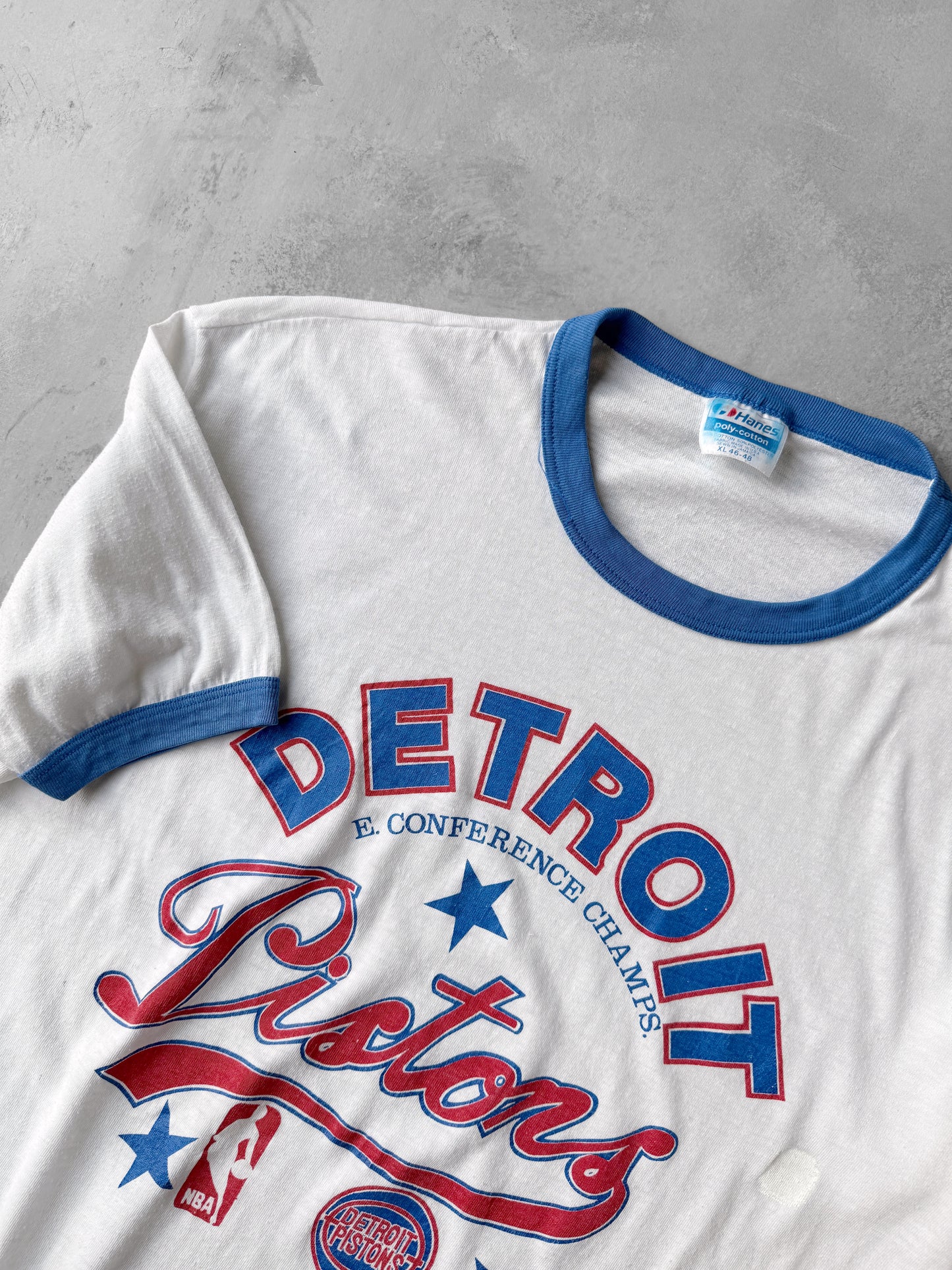 Detroit Pistons Ringer T-Shirt 80's - Large