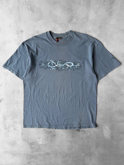 Chrome Dragon Graphic T-Shirt Y2K - XL
