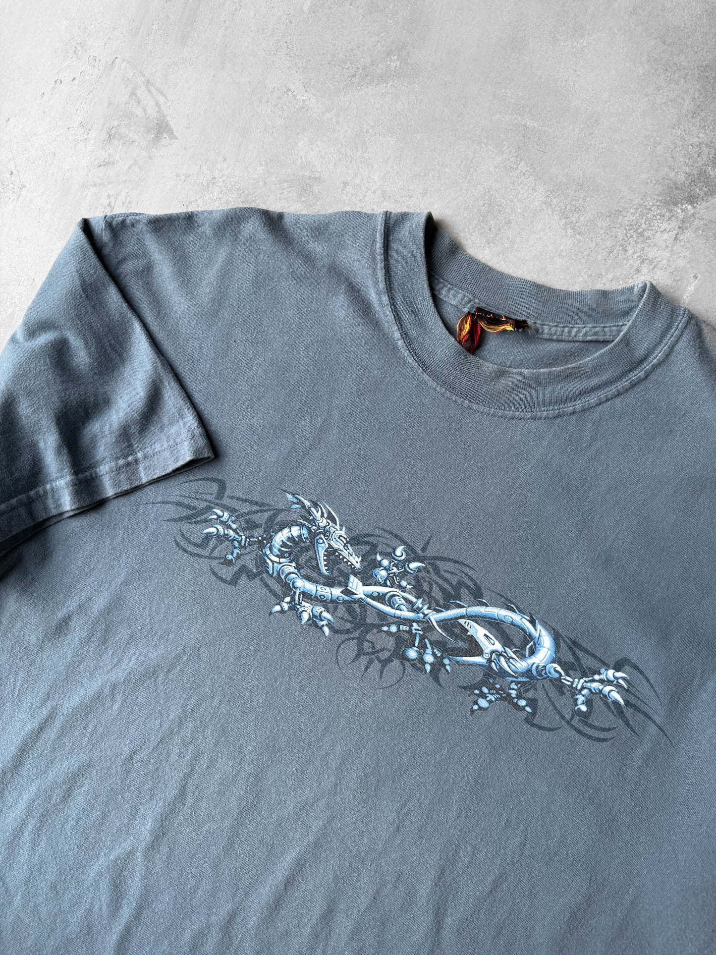 Chrome Dragon Graphic T-Shirt Y2K - XL