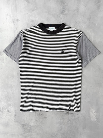 Black and White Striped T-Shirt 90's - Medium