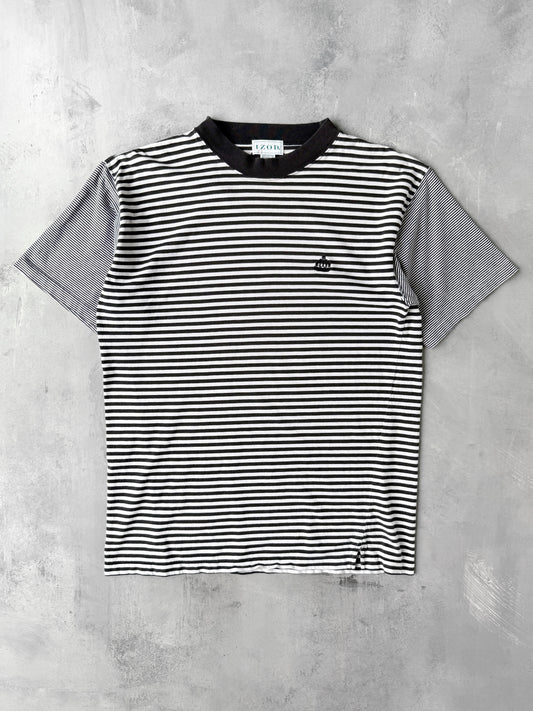 Black and White Striped T-Shirt 90's - Medium
