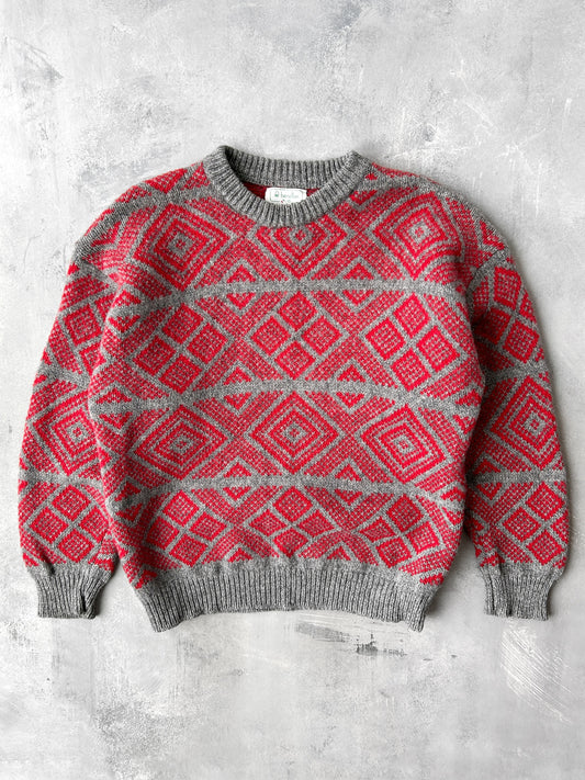 Patterned Wool Sweater 80's - Medium