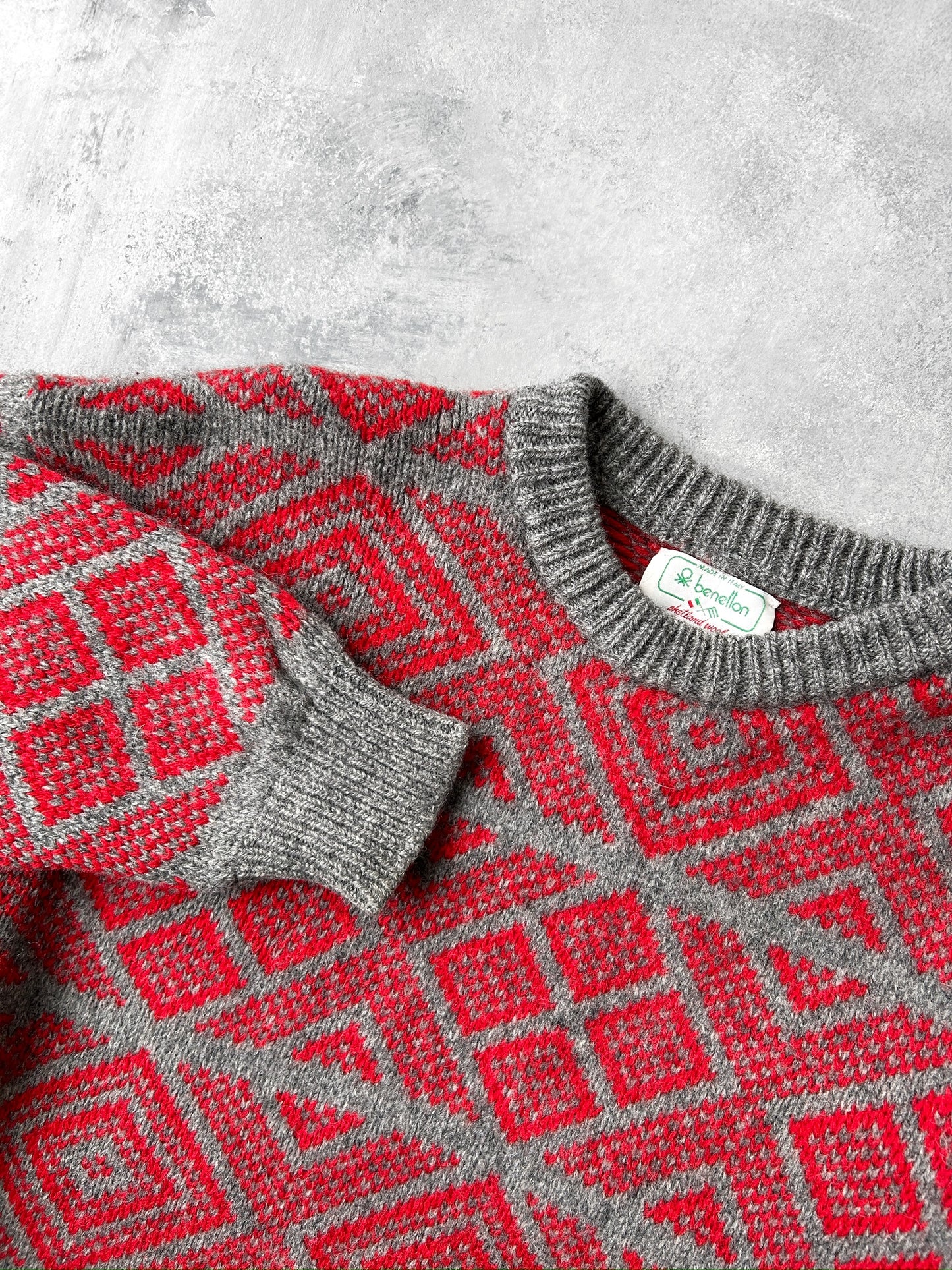 Patterned Wool Sweater 80's - Medium