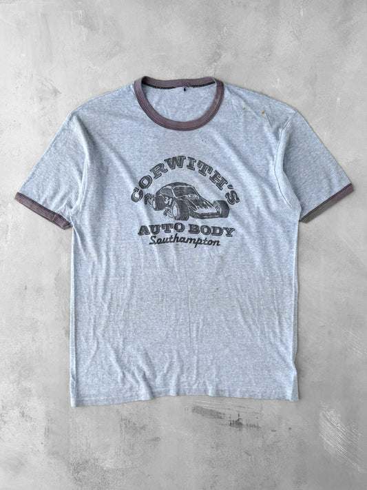 Corwith's Auto Body Ringer T-Shirt 80's - Large