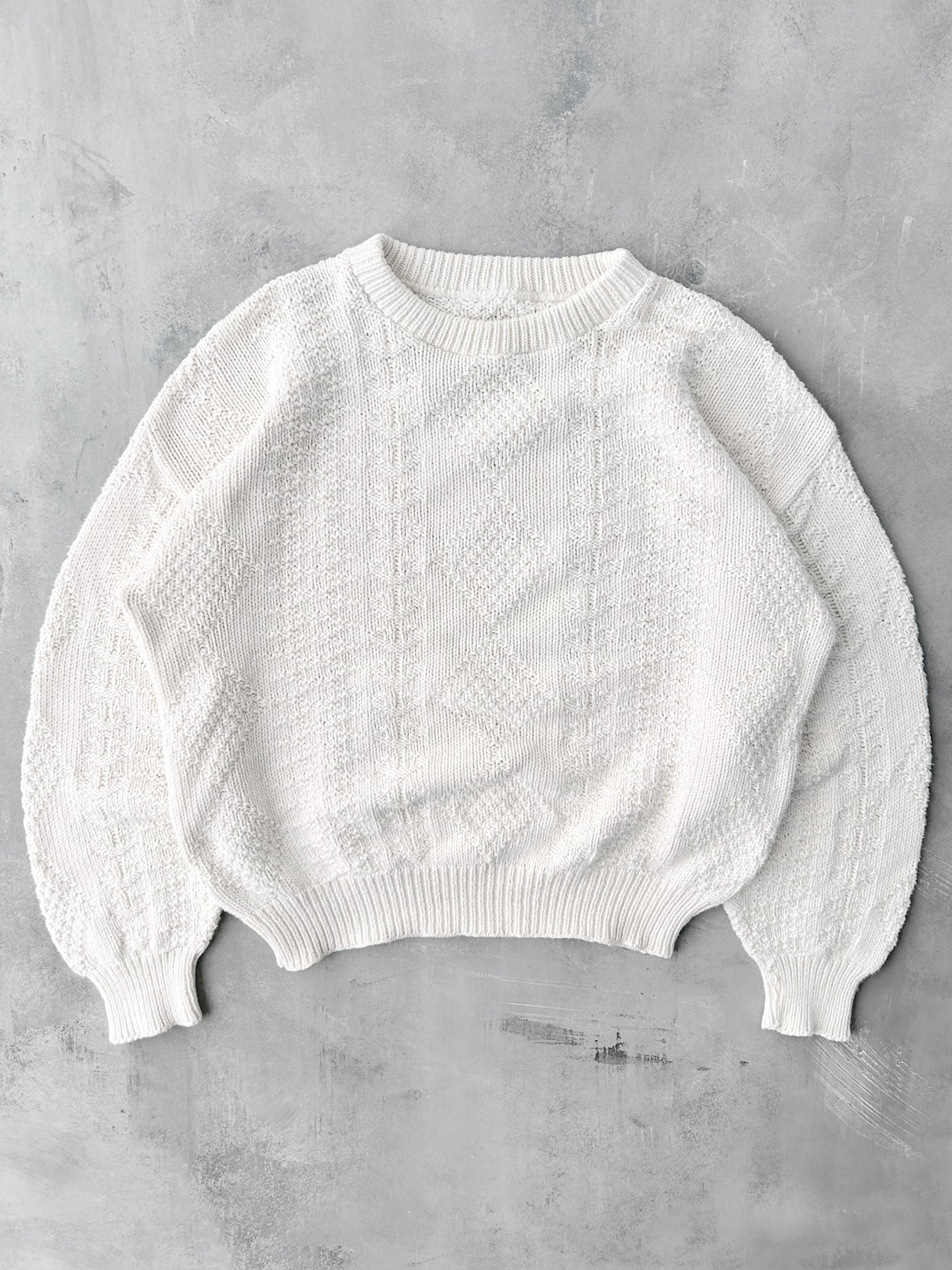 Textured White Sweater 90's - XL