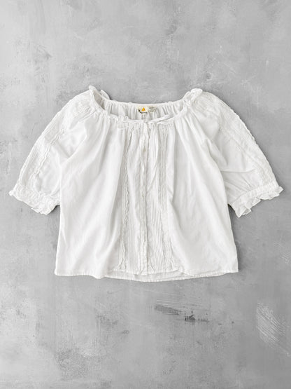 White Peasant Blouse 90's - Size 8