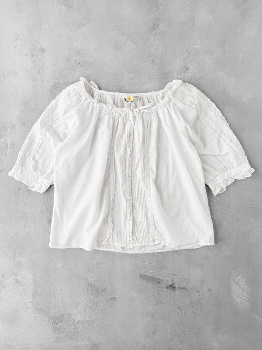 White Peasant Blouse 90's - Size 8