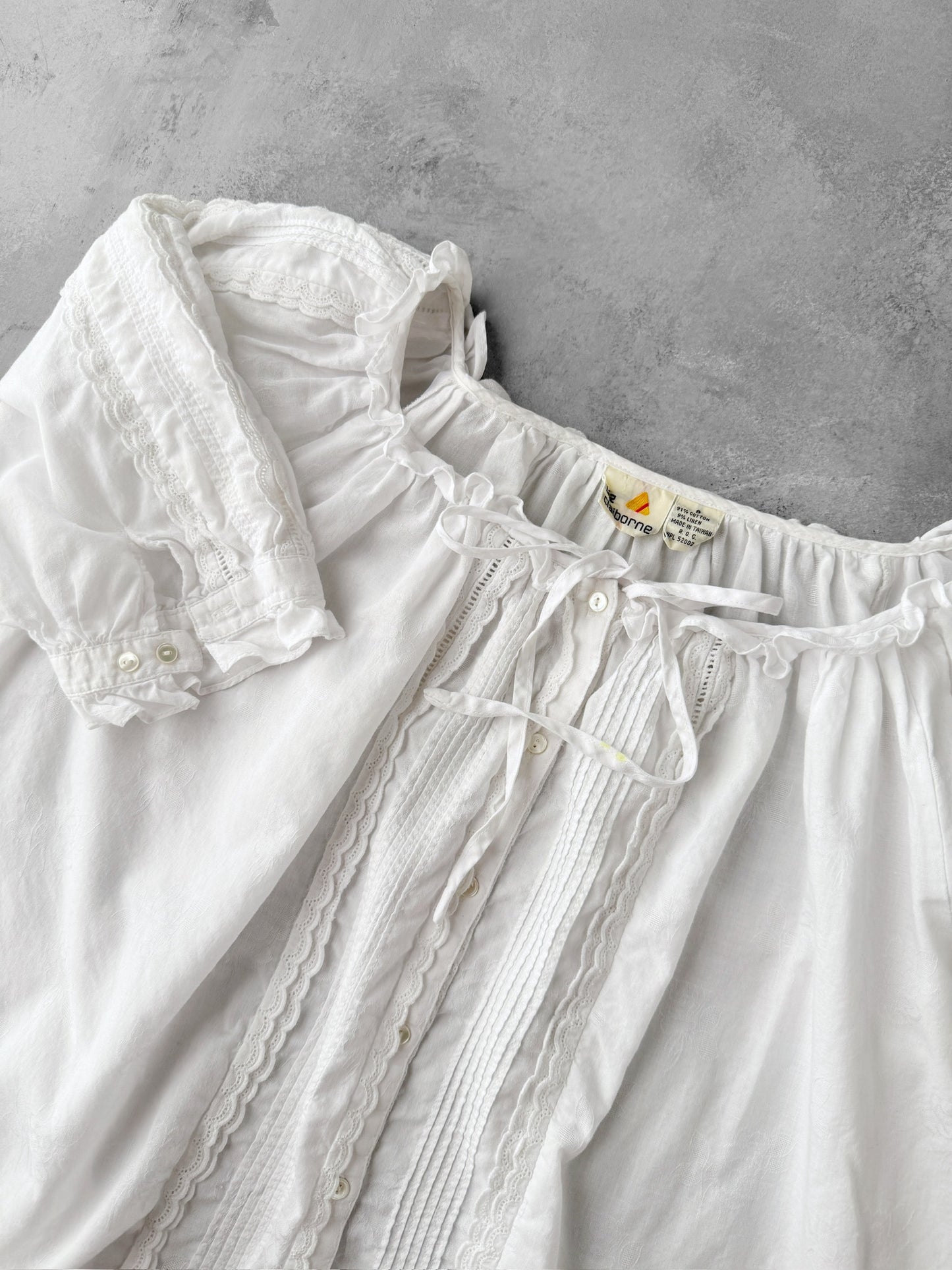 White Peasant Blouse 90's - Size 8