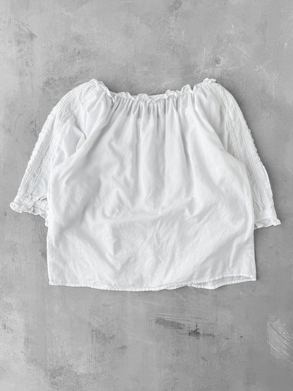 White Peasant Blouse 90's - Size 8