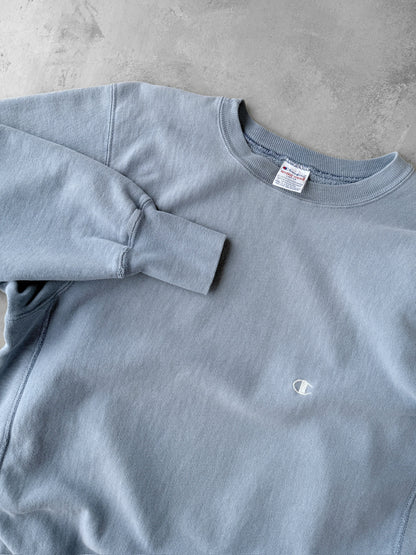 Light Blue Champion Reverse Weave Sweatshirt 90's - Large