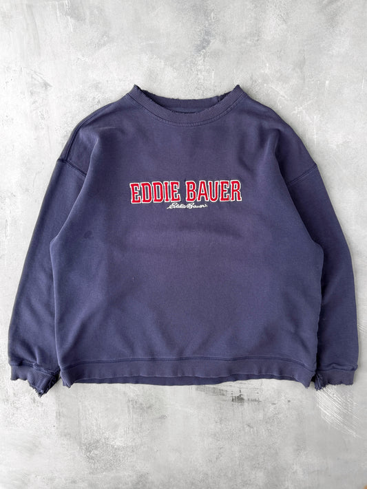 Distressed Eddie Bauer Sweatshirt Y2K - Large / XL