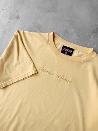 Yellow Ithaca College T-Shirt 90's - Medium