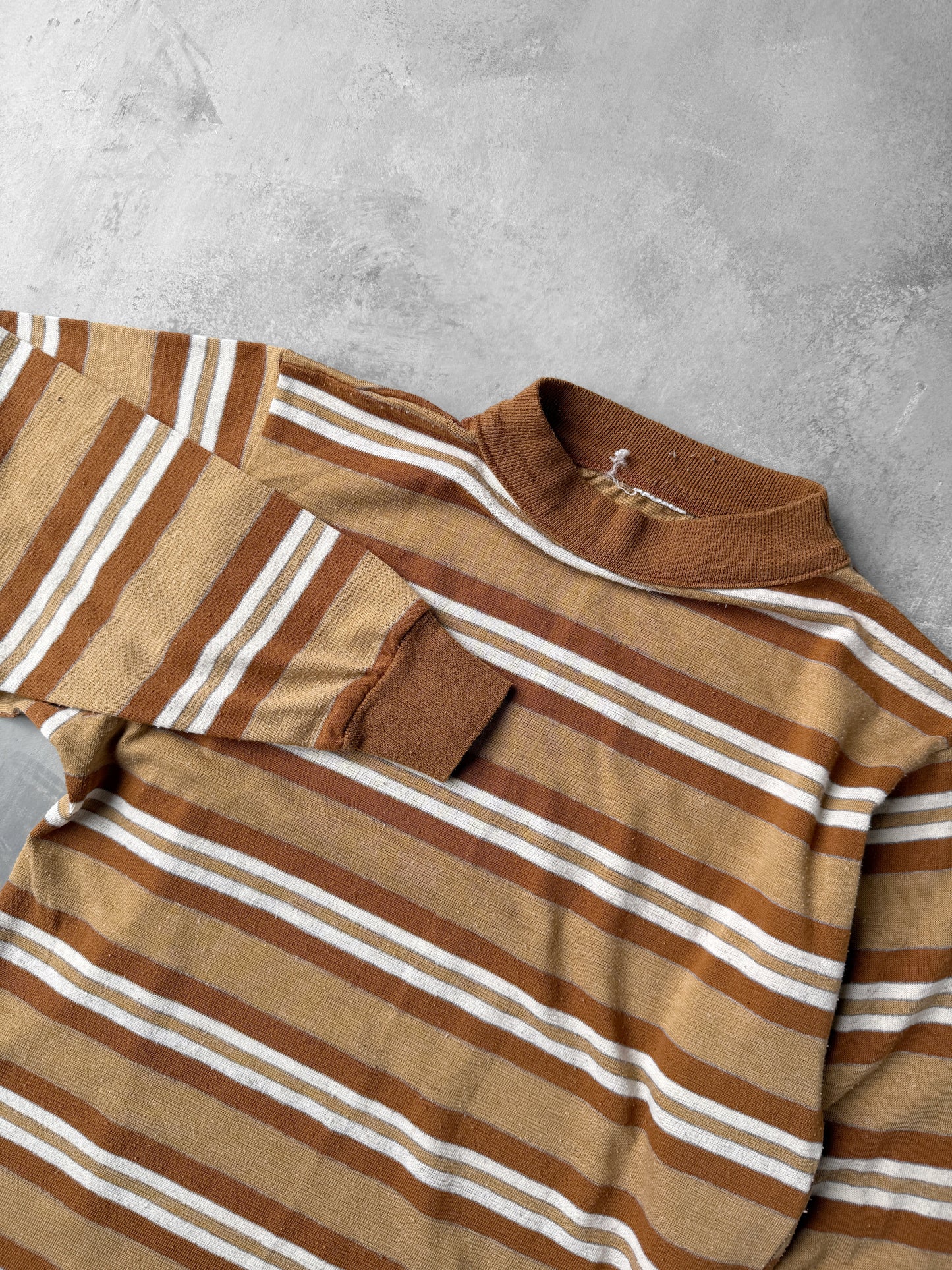 Striped Mock Neck T-Shirt 80's - XS