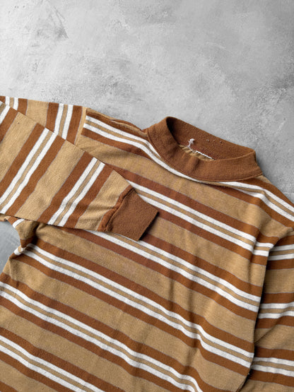 Striped Mock Neck T-Shirt 80's - XS