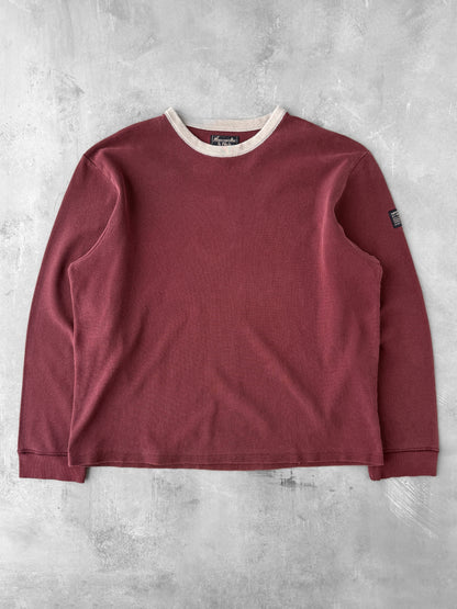 Burgundy Thermal T-Shirt Y2K - XL