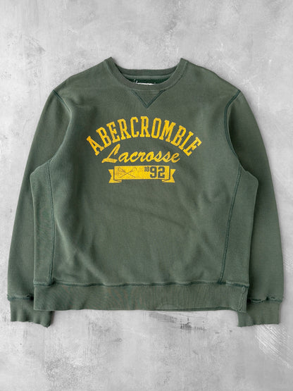 Distressed Abercrombie Lacrosse Sweatshirt Y2K - XL