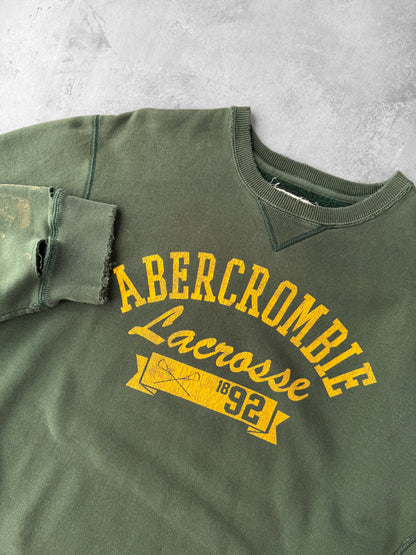 Distressed Abercrombie Lacrosse Sweatshirt Y2K - XL