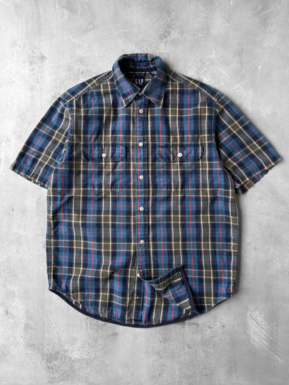 Blue Plaid Button Down Shirt '00 - Small