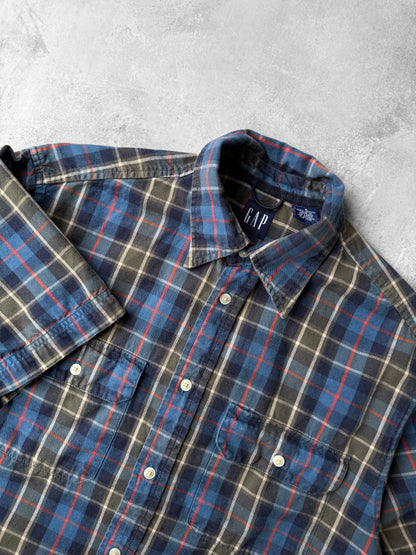Blue Plaid Button Down Shirt '00 - Small