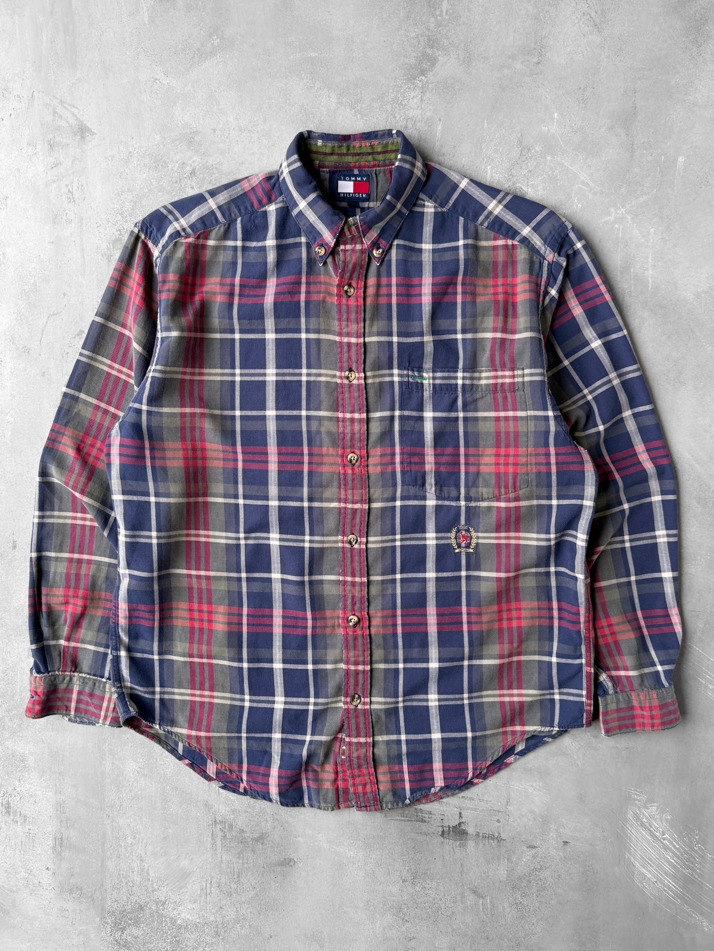 Plaid Flannel Button Down Shirt Y2K - Small