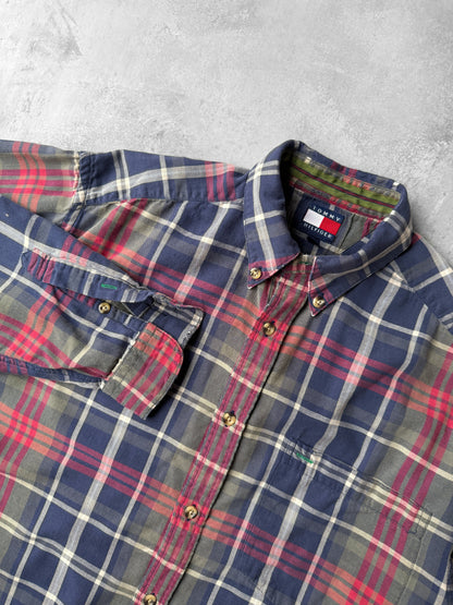 Plaid Flannel Button Down Shirt Y2K - Small