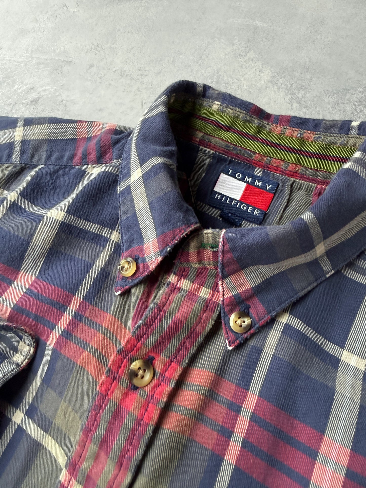 Plaid Flannel Button Down Shirt Y2K - Small