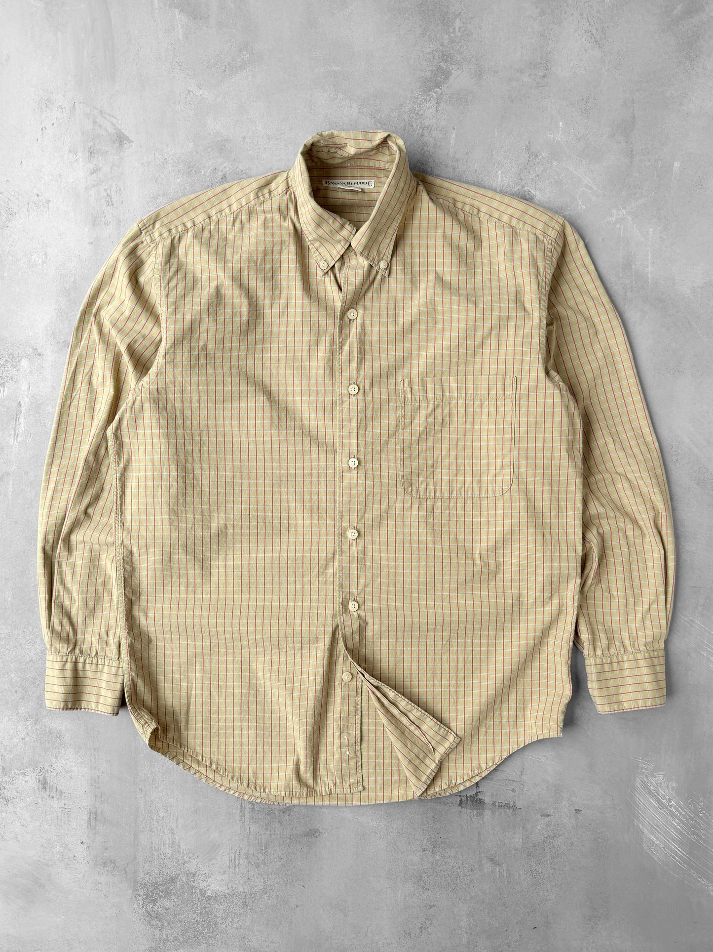 Banana Republic Grid Plaid Button Down Shirt 90's - Small