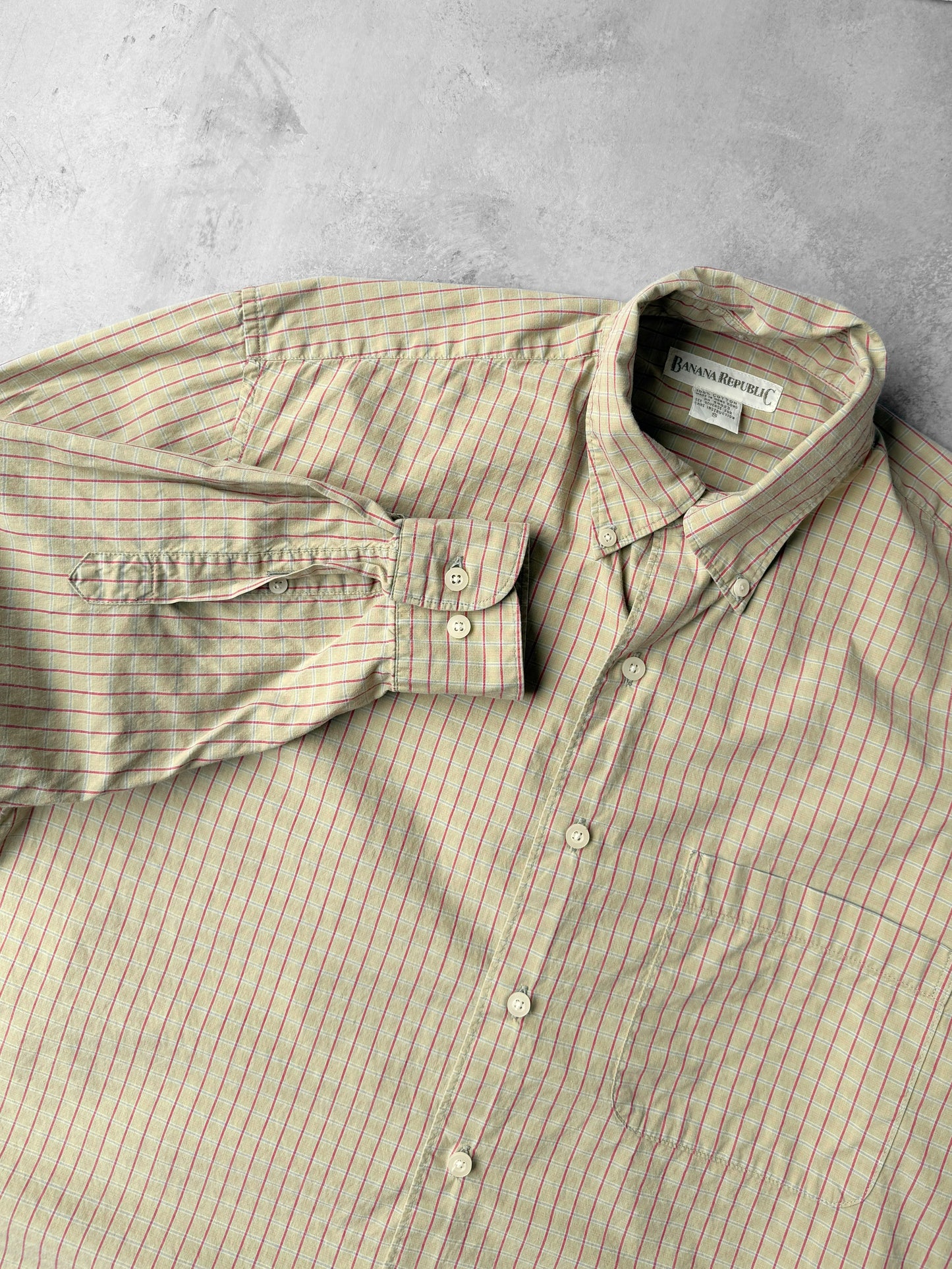 Banana Republic Grid Plaid Button Down Shirt 90's - Small