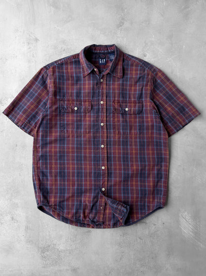 Dark Plaid Button Down Shirt '00 - Small