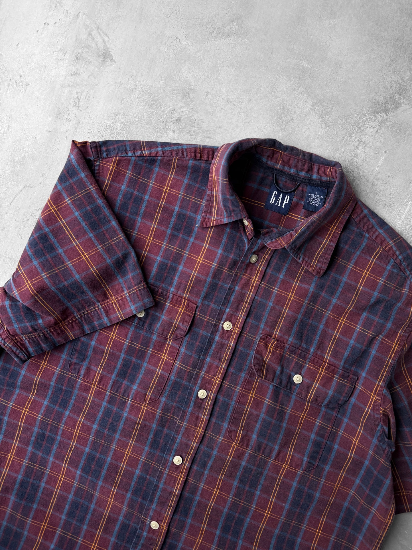 Dark Plaid Button Down Shirt '00 - Small