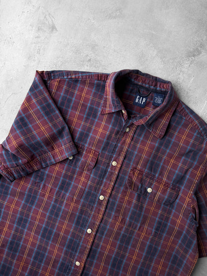 Dark Plaid Button Down Shirt '00 - Small