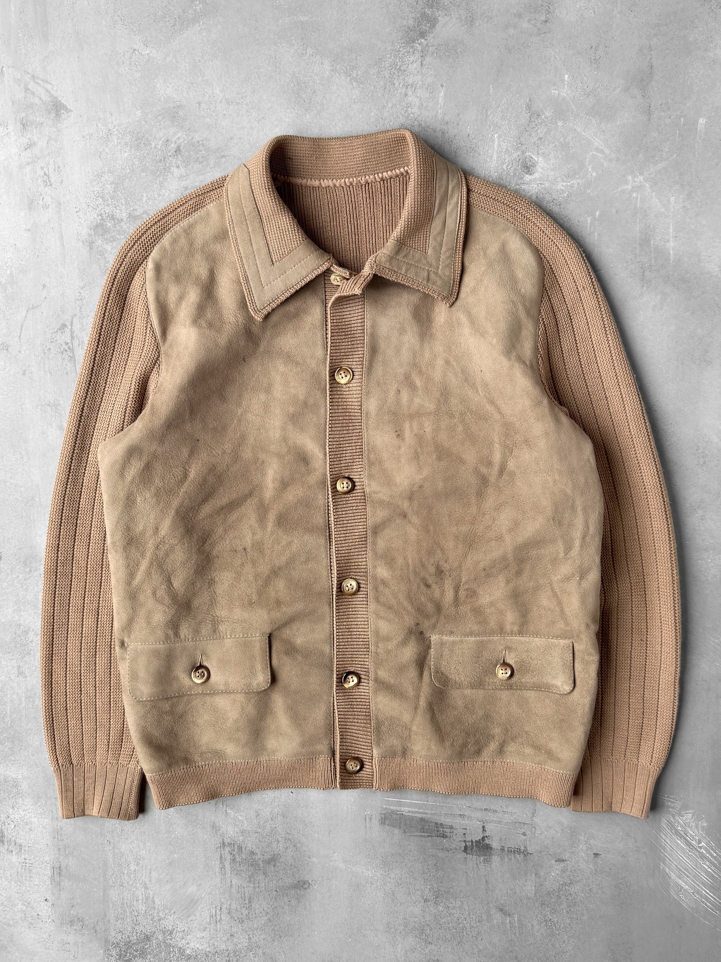 Mixed Materials Sweater-Jacket 70's - Medium