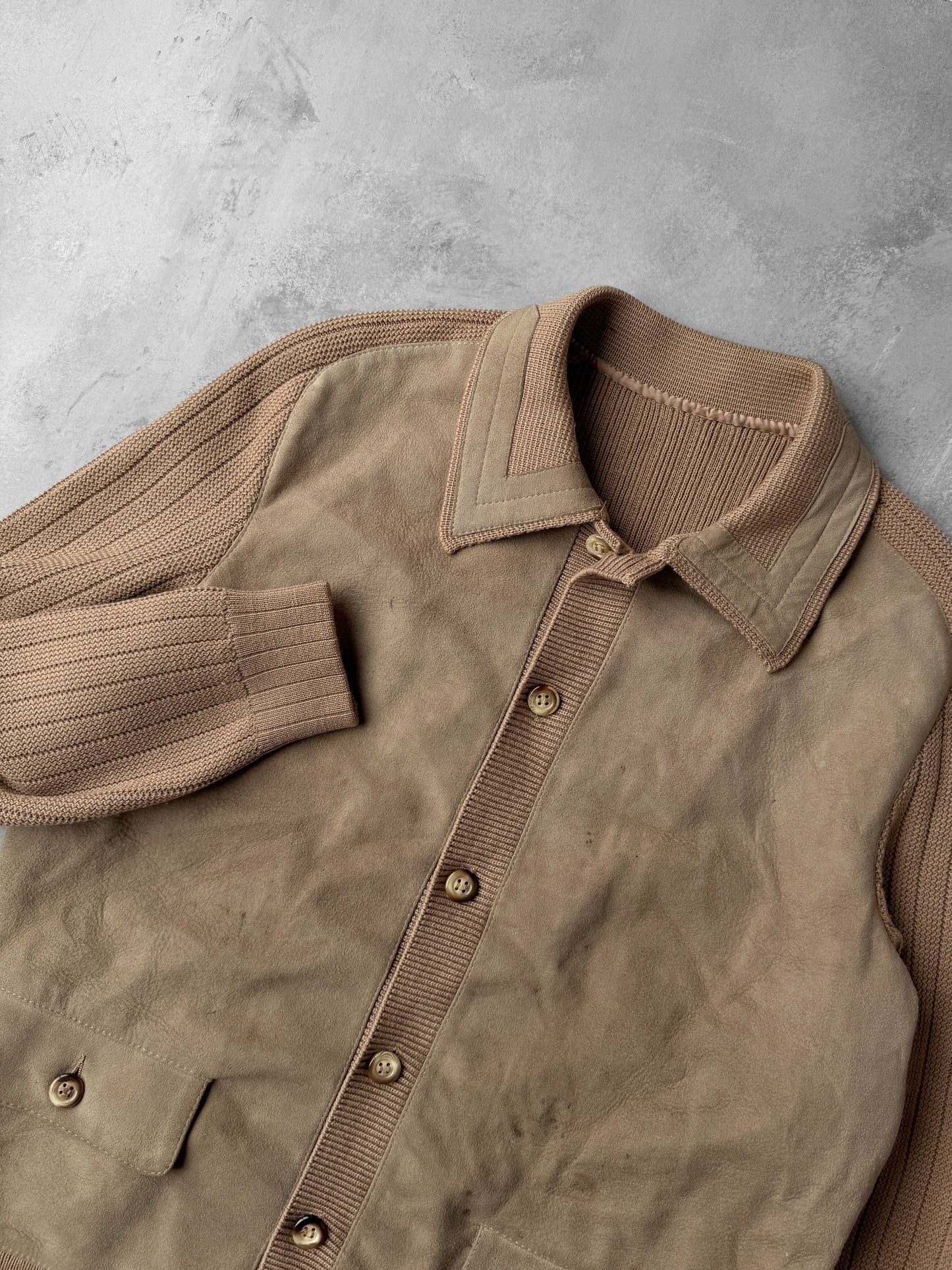 Mixed Materials Sweater-Jacket 70's - Medium